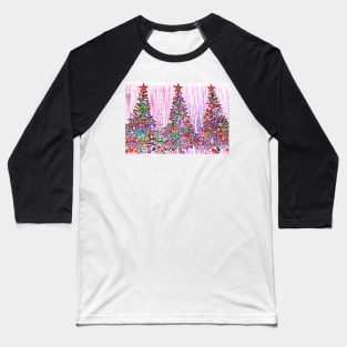 Christmas Trees in Pencil Effect Baseball T-Shirt